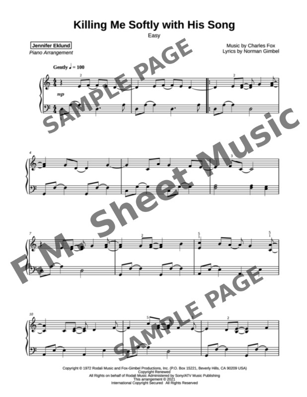Killing Me Softly With His Song (Easy Piano) By Roberta Flack - F.M